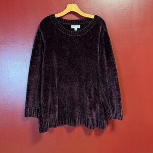 Orvis Chenille Sweater Size XXL Purple Cozy Pullover